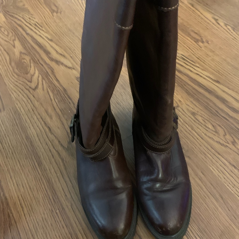 Brown leather boots